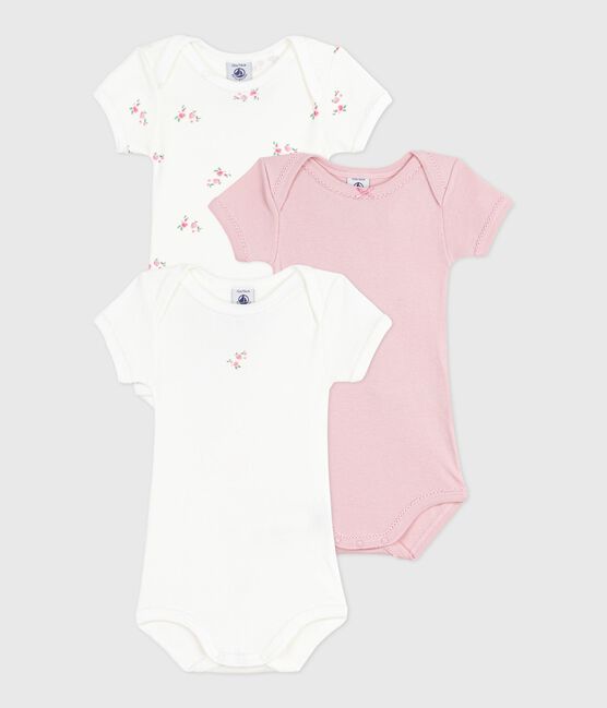 Setje van katoenen babyrompertjes met korte mouw en bloemenprint variante 1