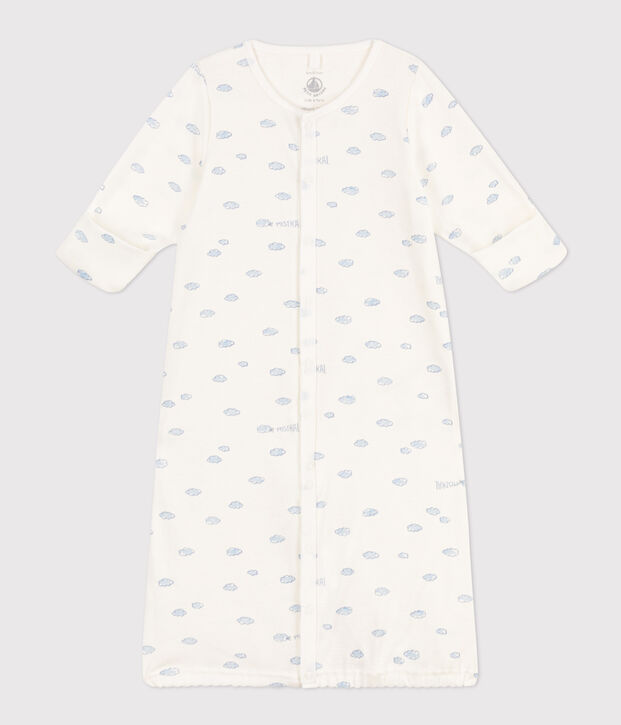 Combisac imprim&eacute; en coton blanc/bleu