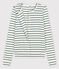 Iconisch gestreept katoenen cardigan Dames wit MARSHMALLOW/groen VALLEE