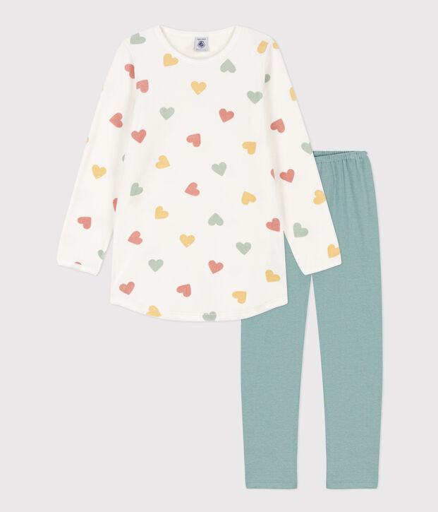 Chemise de nuit c&oelig;ur petite fille en velours blanc/multicouleur