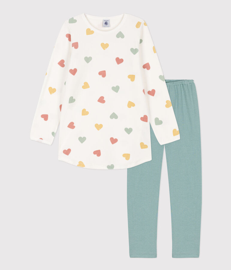 Fluwelen meisjesnachthemd met hart wit/multicouleur