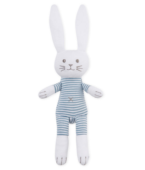 Doudou lapin hochet bébé mixte bleu FONTAINE/blanc MARSHMALLOW