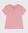 Katoenen T-shirt met korte mouwen en effen kraagje voor kinderen roze CHARME