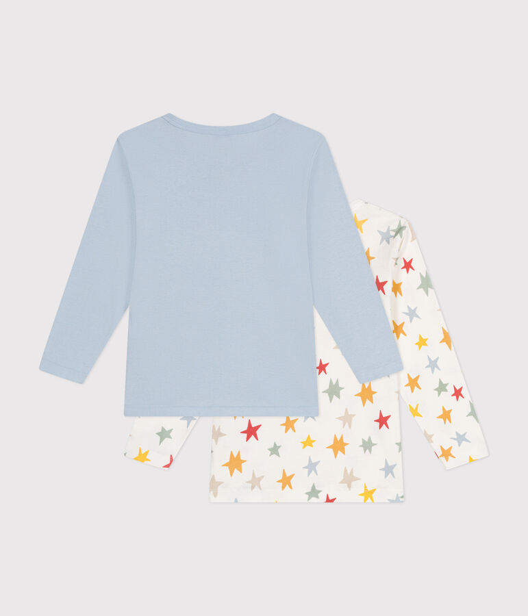 Lot de 2 tee-shirts &agrave; manches longues &eacute;toiles en coton enfant multicouleur