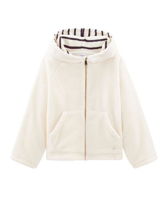 Wollig fleece sweatshirt meisjes wit MARSHMALLOW
