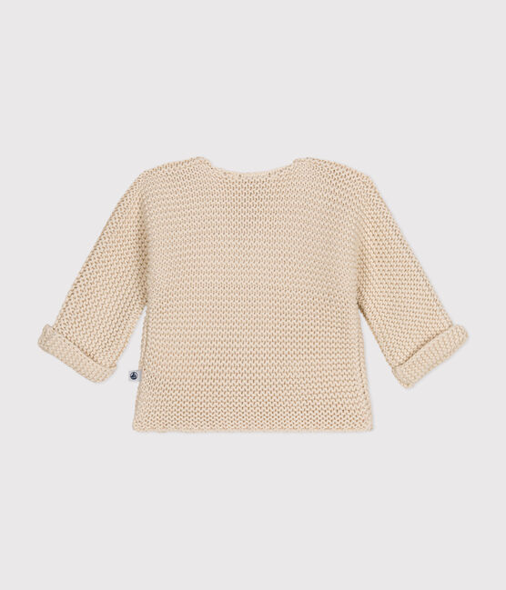 Gebreide uniseks babycardigan in ribbelsteek ecru AVALANCHE