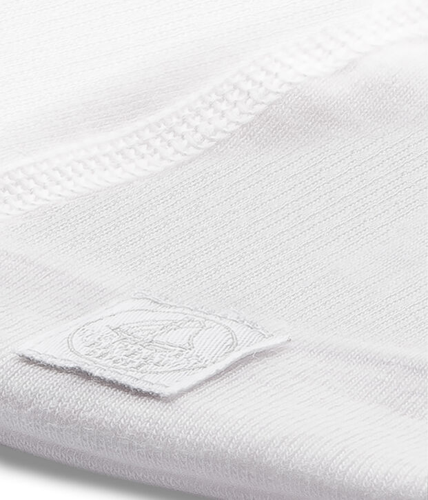 Bonnet de naissance b&eacute;b&eacute; ray&eacute; milleraies rose/blanc