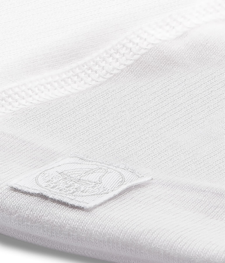 Bonnet de naissance b&eacute;b&eacute; ray&eacute; milleraies rose VIENNE/blanc LAIT