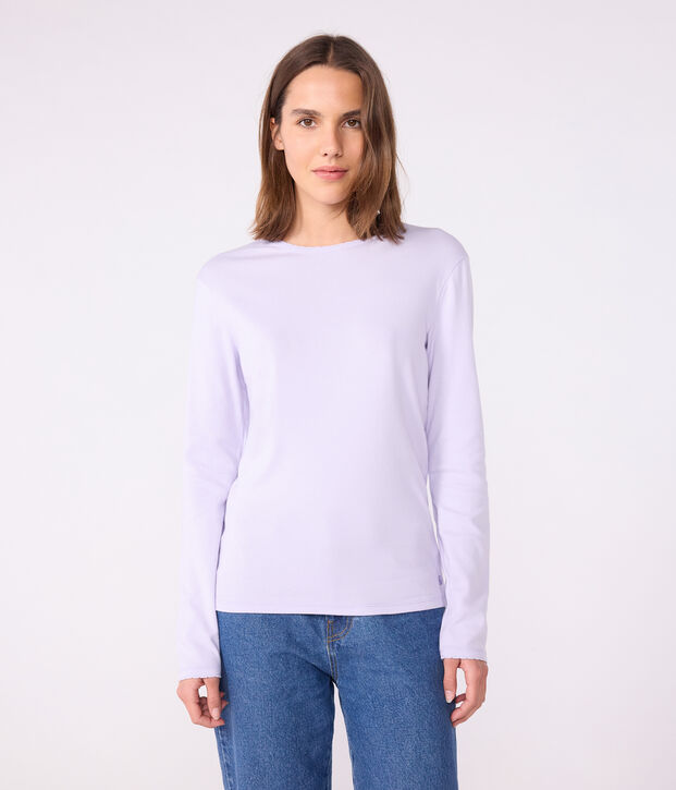Tee-shirt femme l'iconique cocotte en coton manches longues violet clair
