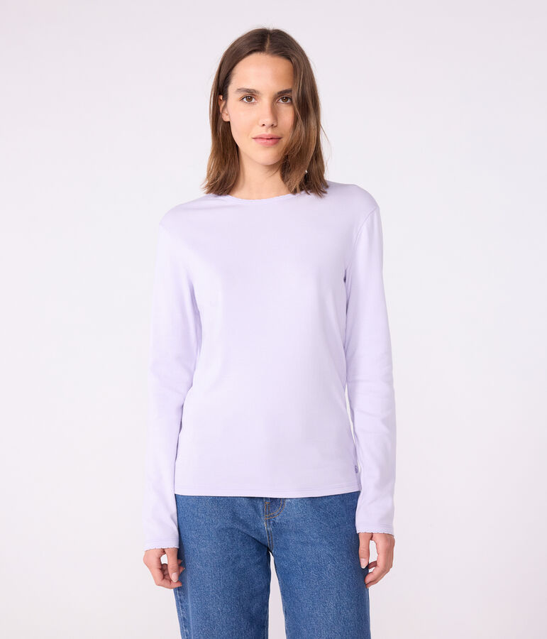 Tee-shirt femme l'iconique cocotte en coton manches longues violet
