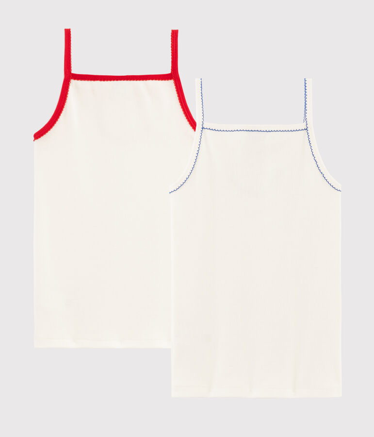 Set van 2 meisjeshemden met schouderbandjes "Made in France" multicouleur