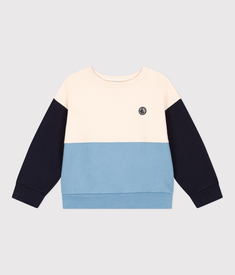 Sweatshirt en molleton enfant gar&ccedil;on &eacute;cru/multicouleur