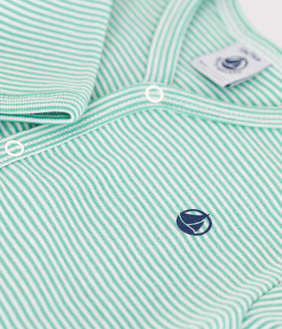Katoenen babypyjama met streepjes groen ALOEVERA