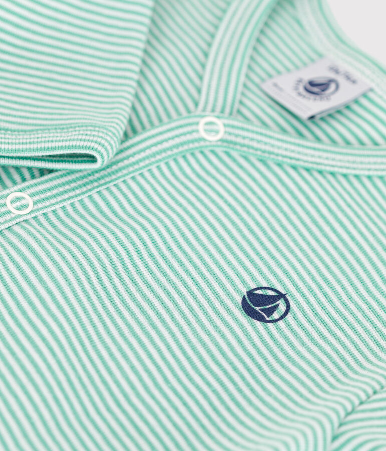 Pyjama b&eacute;b&eacute; en coton &agrave; rayures vert
