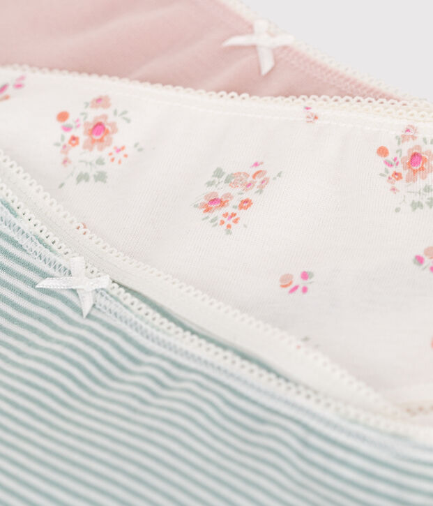 Setje met 3 katoenen shorty's met bloemmotiefje voor kinderen multicouleur