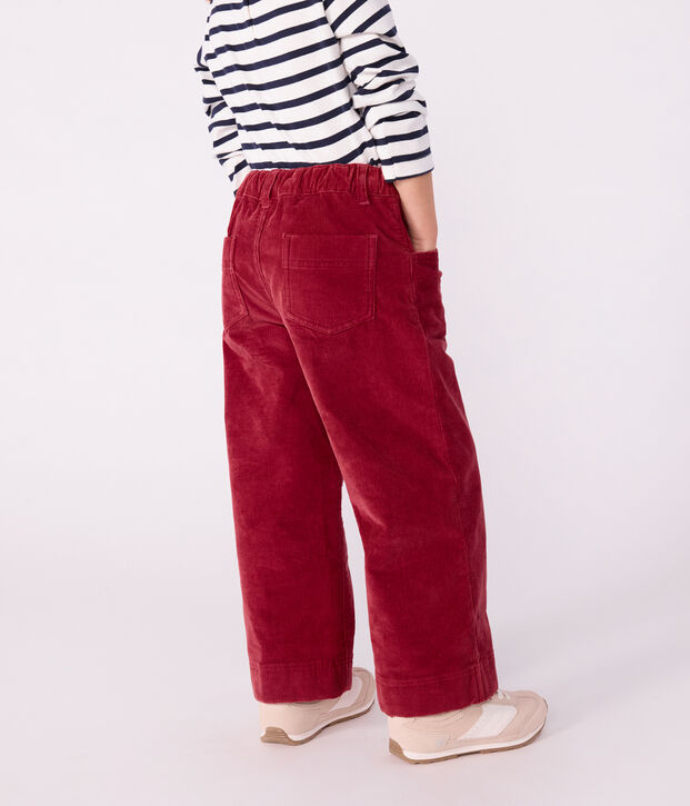 Kinderbroek met wijde pijpen in effen fluweel rood