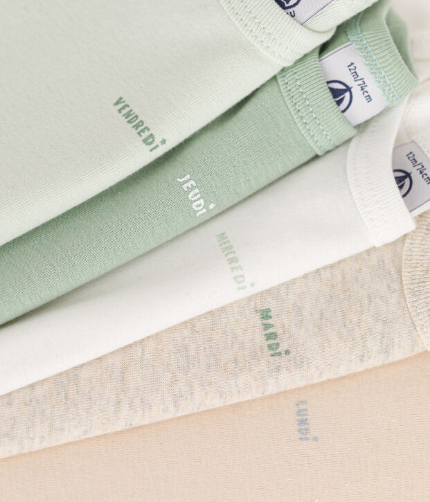 Lot de 5 bodies manches courtes en coton b&eacute;b&eacute; multicouleur