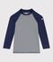 Kinderzwemshirt met uv-bescherming, lange mouwen en strepen blauw MEDIEVAL/wit MARSHMALLOW