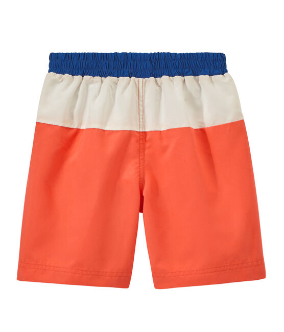 Short de bain garçon tricolore orange ORIENT/blanc MARSHMALLOW/ PERSE