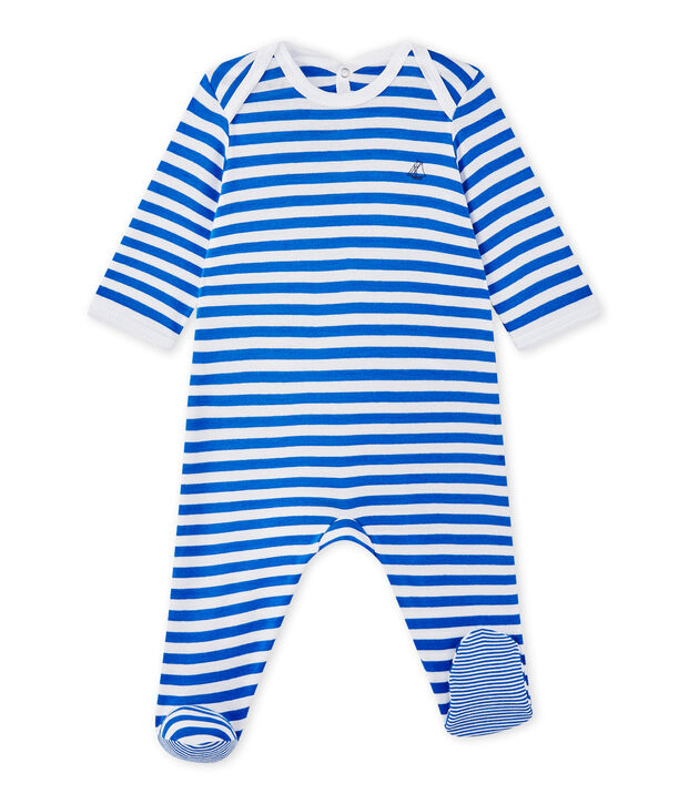 Dors bien b&eacute;b&eacute; gar&ccedil;on &agrave; rayures bleu/blanc