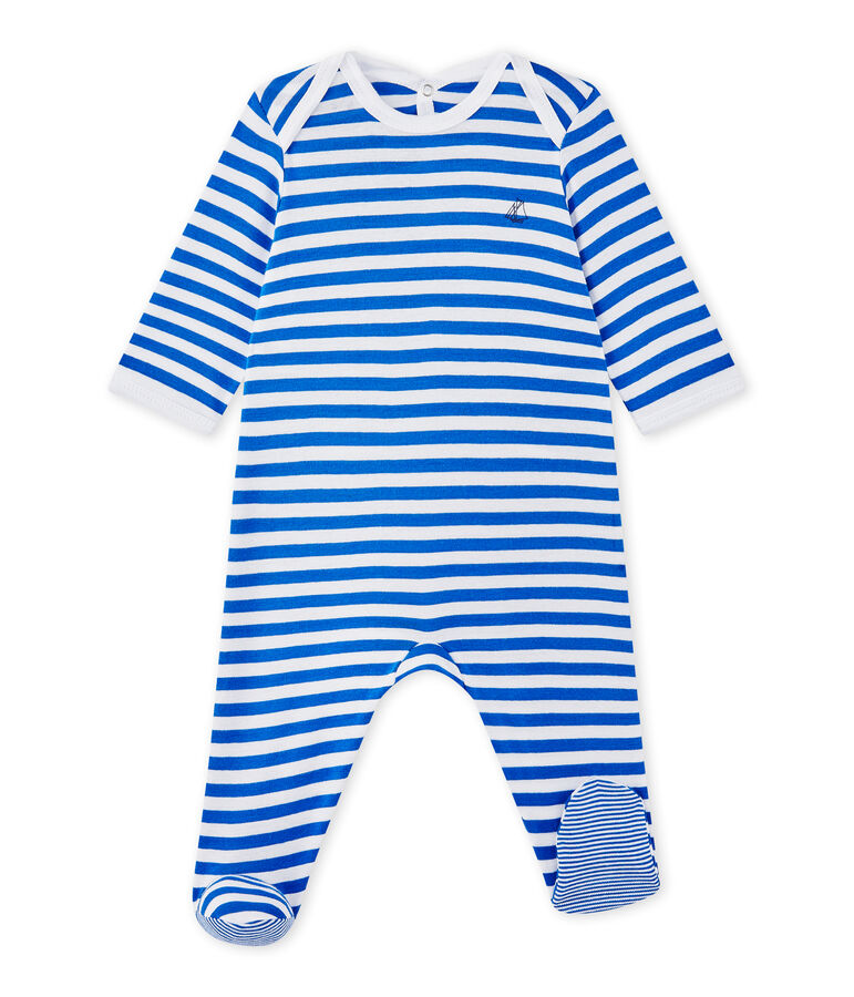 Gestreepte pyjama voor babyjongens blauw PERSE/wit ECUME