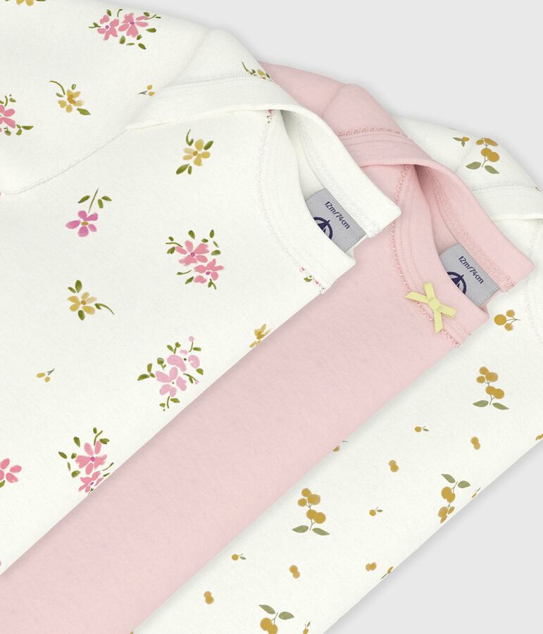 Setje van katoenen body's met korte mouwen en bloemenprint multicouleur