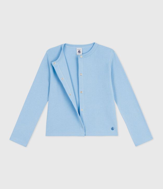 Cardigan enfant en coton uni bleu clair