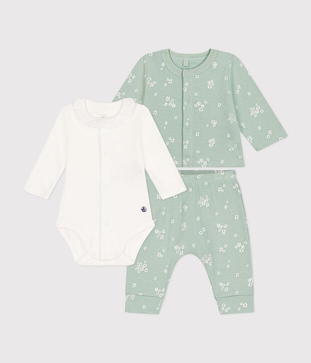 Ensemble 3 pi&egrave;ce en tubique b&eacute;b&eacute; vert/multicouleur