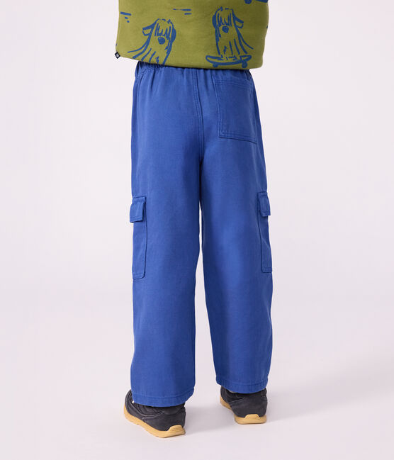 Pantalon cargo enfant en lyocell uni bleu INCOGNITO