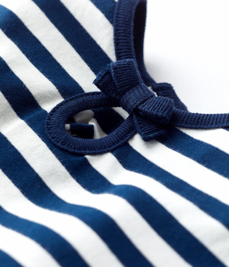 Gestreepte jurk met korte mouwen in jersey voor baby's blauw/wit