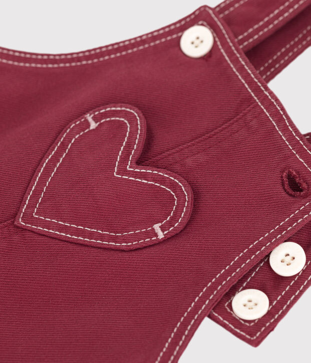 Babysalopette met lange pijpen van gekleurde denim rood