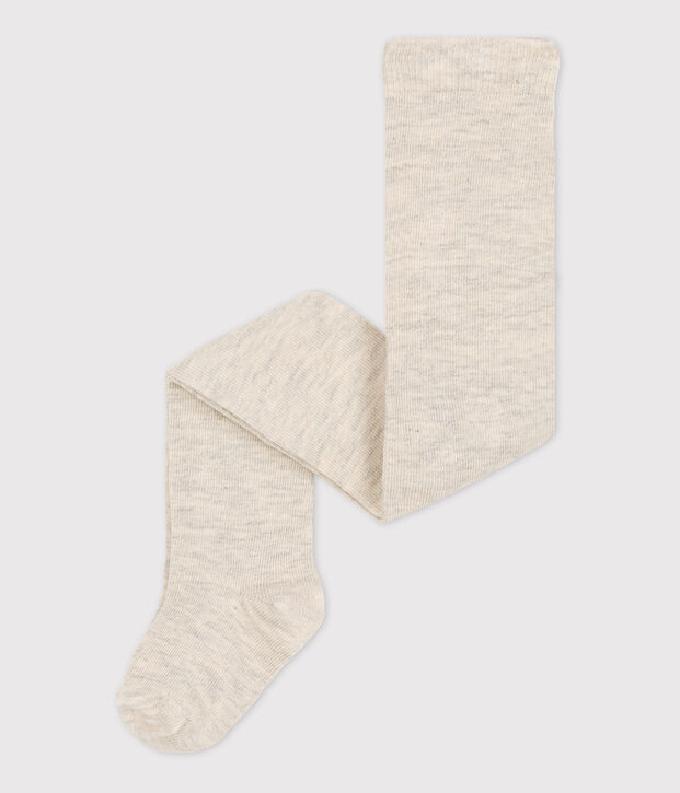 Collant b&eacute;b&eacute; uni en coton beige chin&eacute;