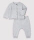 Ensemble 2 pièces gris bébé en tricot de coton biologique