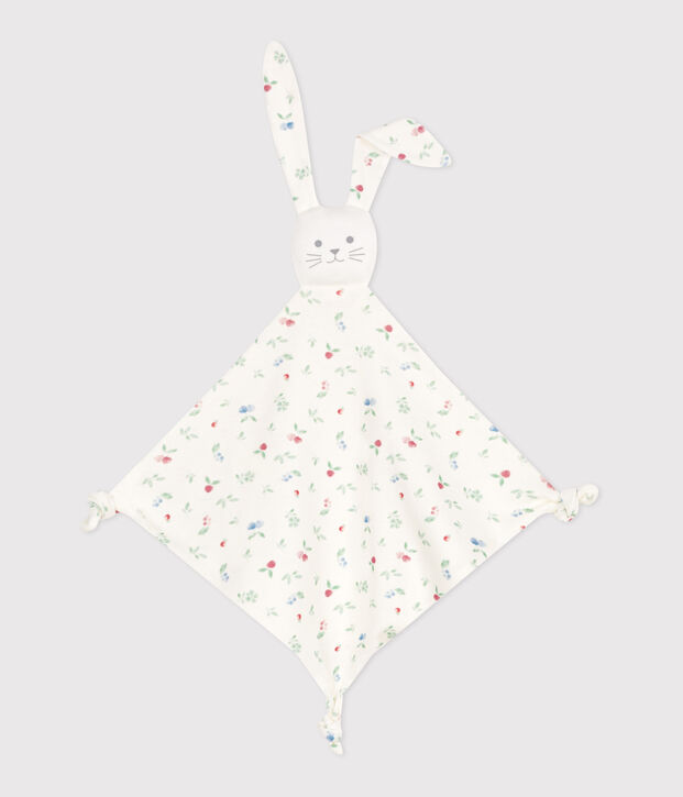 Katoenen babyknuffel met print wit/multicouleur