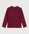 Tee-shirt &agrave; col enfant manches longues uni bordeaux