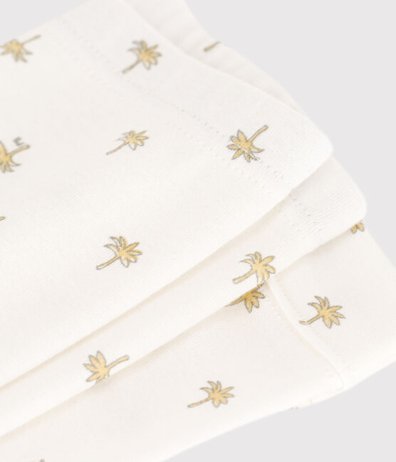 Legging bébé en coton imprimé fleuri blanc MARSHMALLOW/gris GRIS