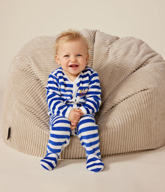 Pyjama de Noël en velours bébé bleu CALVIN/ MARSHMALLOW