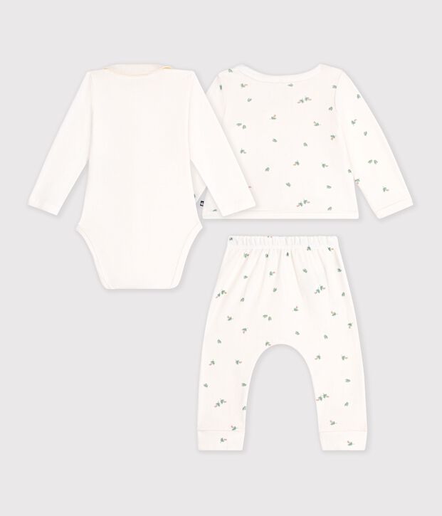 Geschenkset van katoen met bloemenprint voor baby's ecru/multicouleur