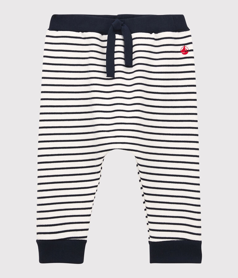 Pantalon en molleton b&eacute;b&eacute;. blanc/bleu