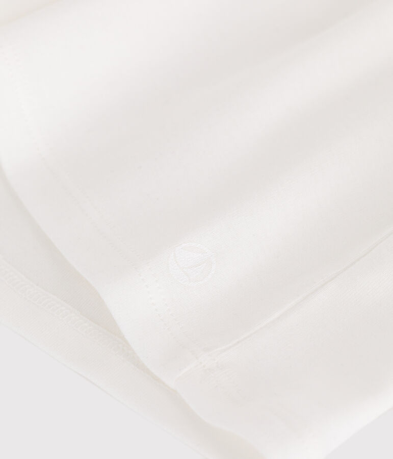 Teeshirt enfant en coton manches courtes &agrave; col uni blanc