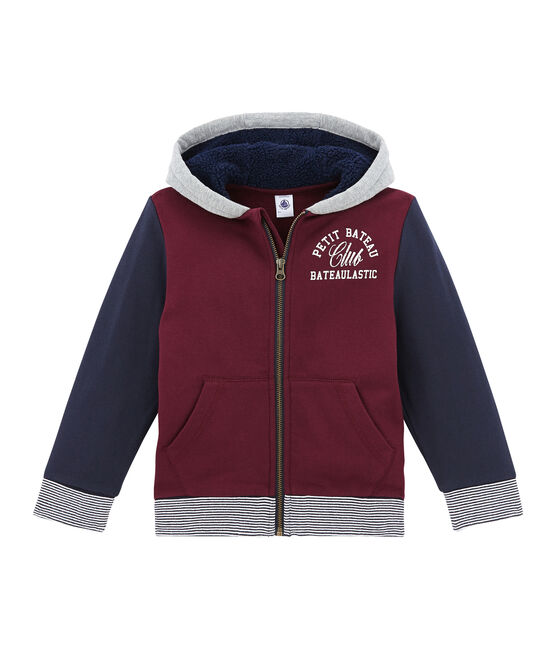 Sweat zippé enfant garçon en molleton et sherpa rouge OGRE/blanc MULTICO