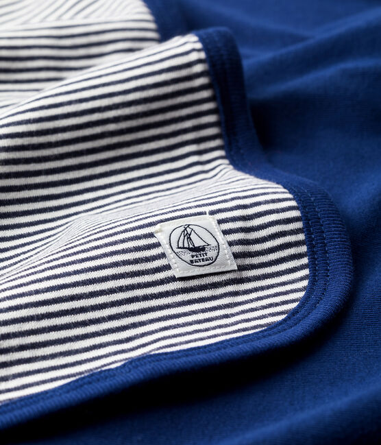 Dubbelzijdige jersey anti-straling deken blauw SMOKING/wit ECUME