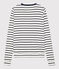 Iconisch gestreept katoenen cardigan Dames wit MARSHMALLOW/blauw SMOKING