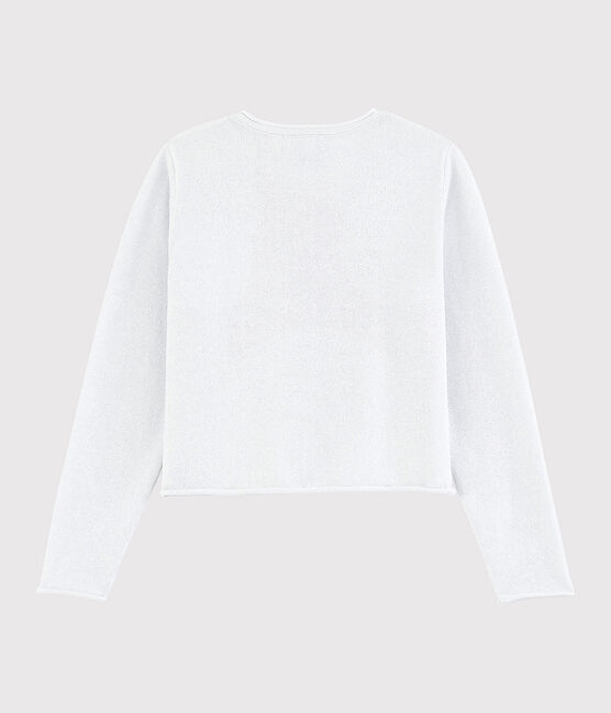 Cardigan en coton enfant fille blanc MARSHMALLOW/gris ARGENT