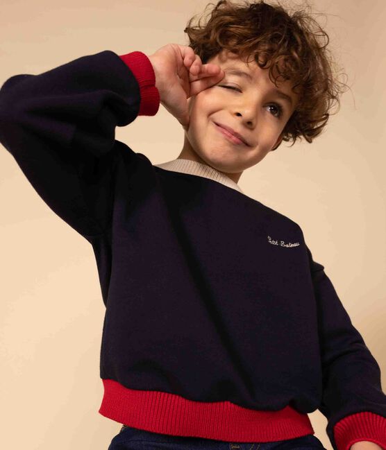 Sweatshirt bedrukt in fleece voor jongens en meisjes blauw SMOKING