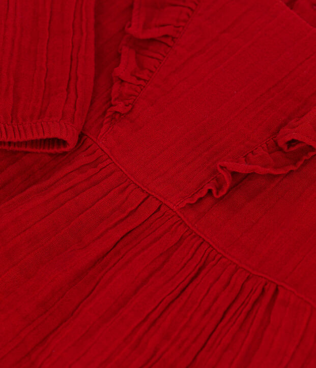 Jurk met lange mouwen van luchtig katoen voor baby's rood