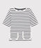 Gestreept T-shirt meisjes kinderen wit MARSHMALLOW/blauw SMOKING