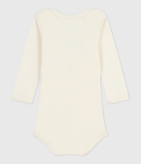 Babybody met lange mouwen in wol en katoen ECRU 08163