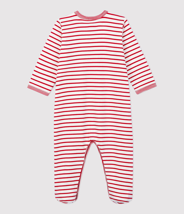 Dors-bien b&eacute;b&eacute; avec pied en molleton blanc/rouge