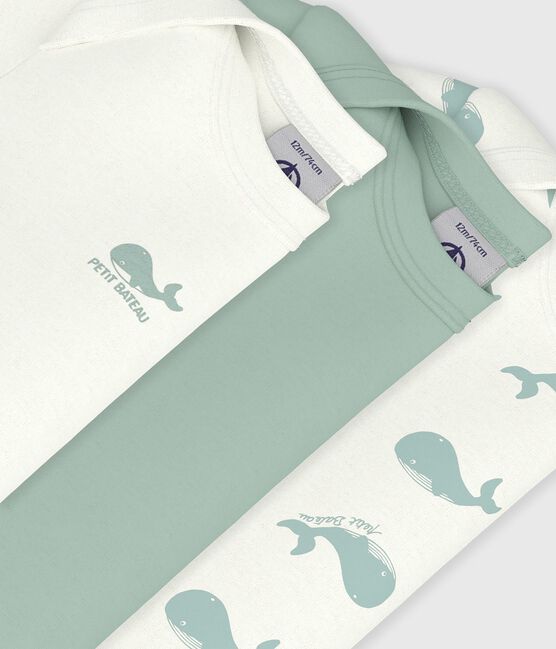 Setje van katoenen body's met korte mouwen en walvisprint variante 1